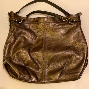 Coach "Brooke" Pewter Metallic Hobo Shoulder Large Leather Handbag #D1182-F16618
